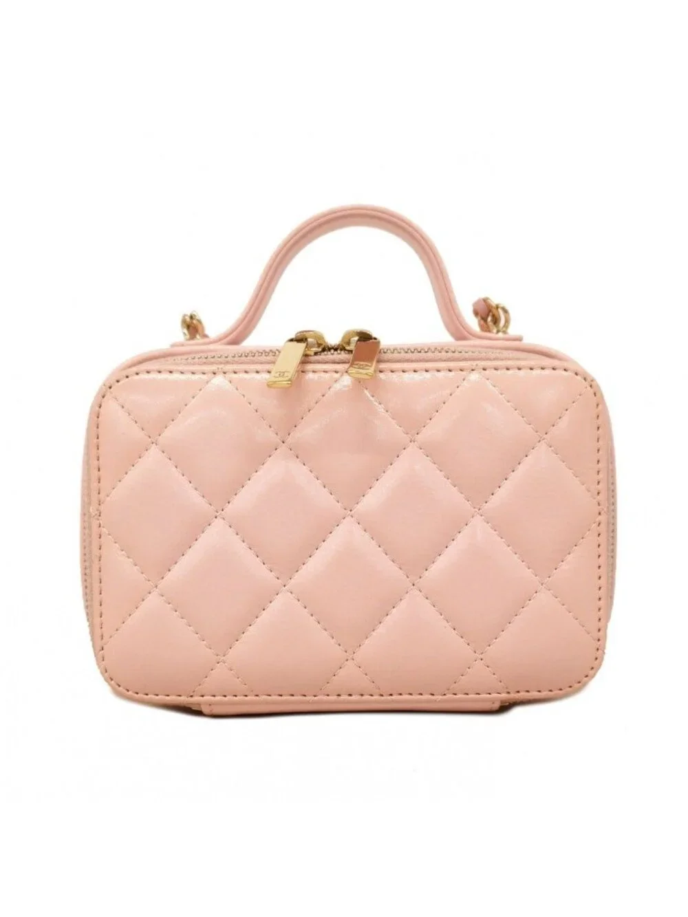 Chanel Vanity Bag Quilted Lambskin Pink Champagne Gold 2-Way